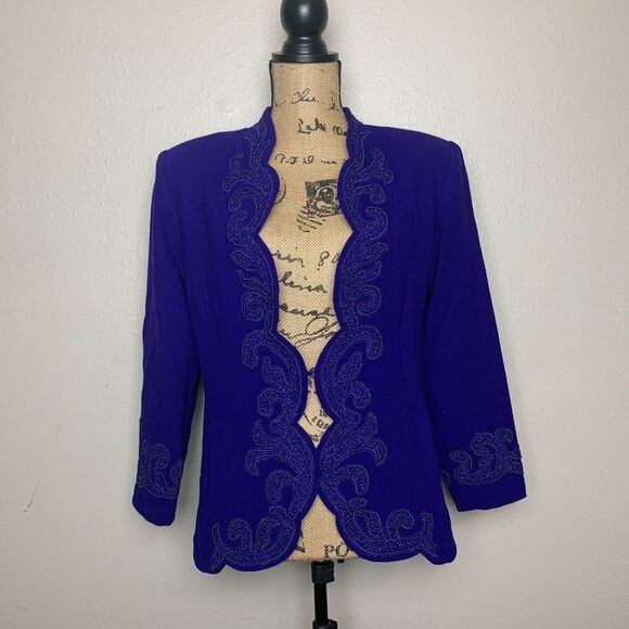 Nolan Miller Purple Blazer with Embroidered Details - Picture 1 of 9